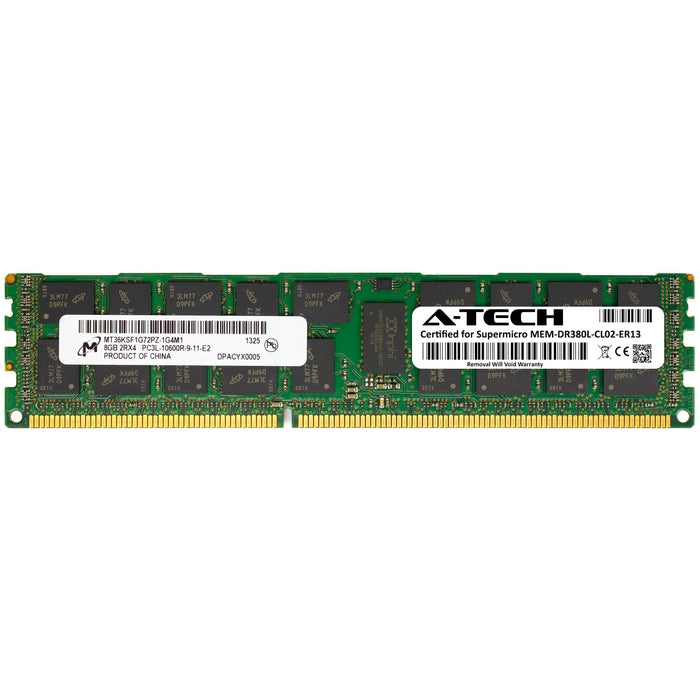 MEM-DR380L-CL02-ER13 Supermicro Certified 8GB DDR3/DDR3L PC3L-10600R RDIMM Memory RAM Module (Micron MT36KSF1G72PZ-1G4M1)