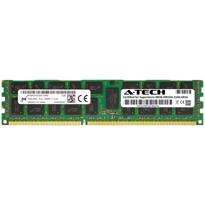 MEM-DR316L-CL03-ER16 Supermicro Certified 16GB DDR3/DDR3L PC3L-12800R RDIMM Memory RAM Module (Micron MT36KSF2G72PZ-1G6N1)