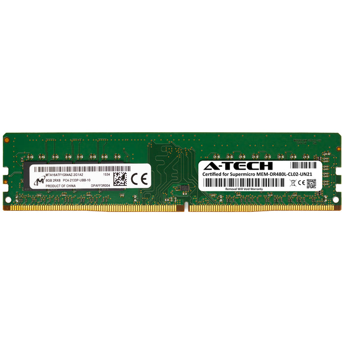 MEM-DR480L-CL02-UN21 Supermicro Certified 8GB DDR4 PC4-17000 DIMM Memory RAM Module (Micron MTA16ATF1G64AZ-2G1A2)