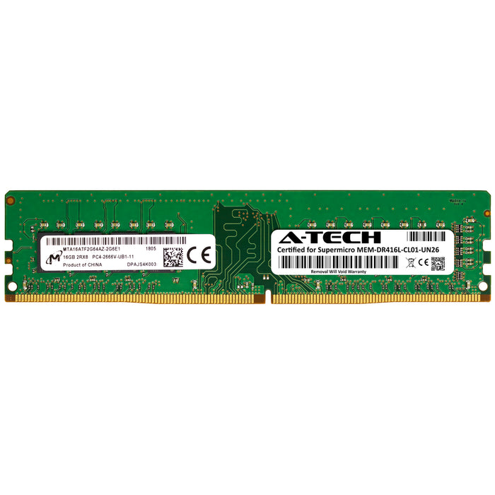 MEM-DR416L-CL01-UN26 Supermicro Certified 16GB DDR4 PC4-21300 DIMM Memory RAM Module (Micron MTA16ATF2G64AZ-2G6E1)