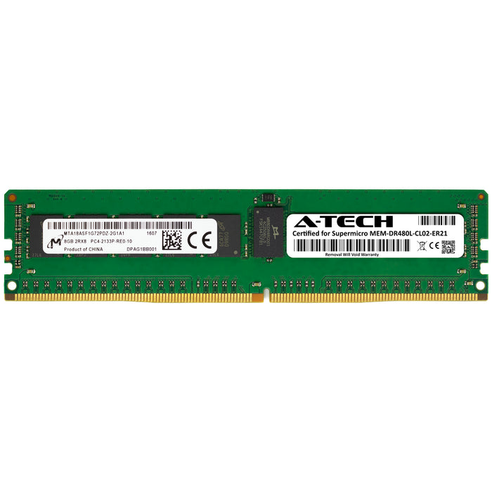 MEM-DR480L-CL02-ER21 Supermicro Certified 8GB DDR4 PC4-17000R RDIMM Memory RAM Module (Micron MTA18ASF1G72PDZ-2G1A1)