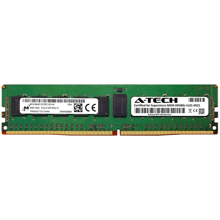 MEM-DR480L-CL01-ER21 Supermicro Certified 8GB DDR4 PC4-17000R RDIMM Memory RAM Module (Micron MTA18ASF1G72PZ-2G1A2)