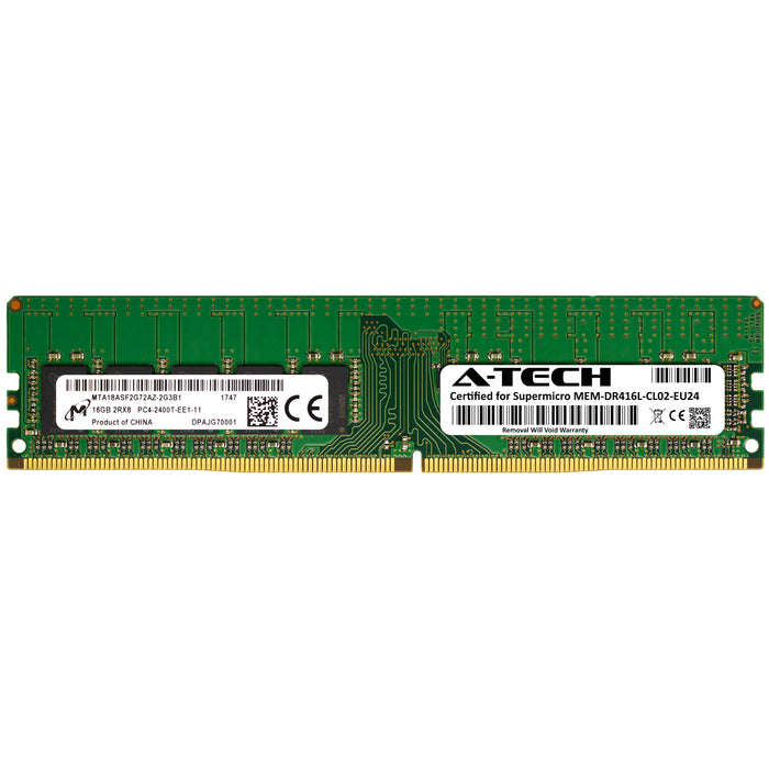 MEM-DR416L-CL02-EU24 Supermicro Certified 16GB DDR4 PC4-19200 UDIMM Memory RAM Module (Micron MTA18ASF2G72AZ-2G3B1)