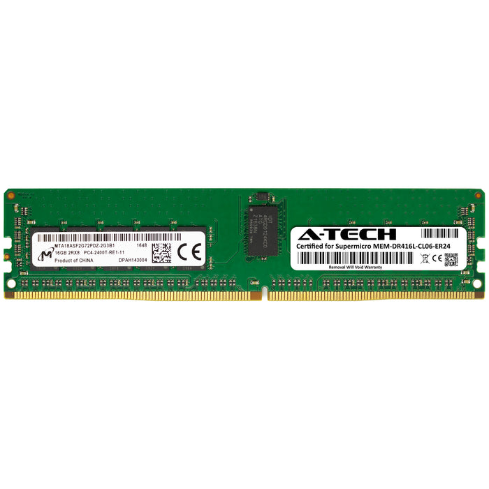 MEM-DR416L-CL06-ER24 Supermicro Certified 16GB DDR4 PC4-19200R RDIMM Memory RAM Module (Micron MTA18ASF2G72PDZ-2G3B1)