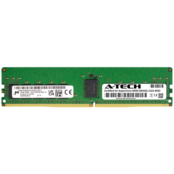 MEM-DR416L-CL01-ER32 Supermicro Certified 16GB DDR4 PC4-25600R RDIMM Memory RAM Module (Micron MTA18ASF2G72PDZ-3G2E1)