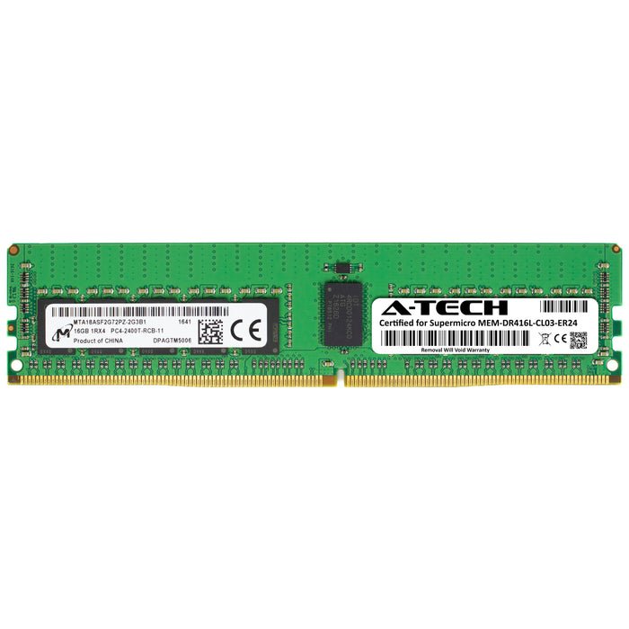 MEM-DR416L-CL03-ER24 Supermicro Certified 16GB DDR4 PC4-19200R RDIMM Memory RAM Module (Micron MTA18ASF2G72PZ-2G3B1)