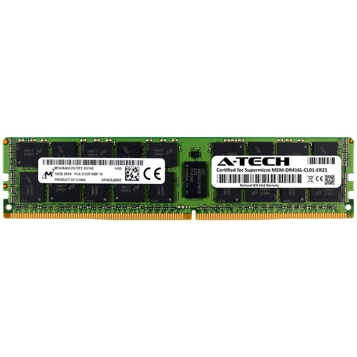 MEM-DR416L-CL01-ER21 Supermicro Certified 16GB DDR4 PC4-17000R RDIMM Memory RAM Module (Micron MTA36ASF2G72PZ-2G1A2)