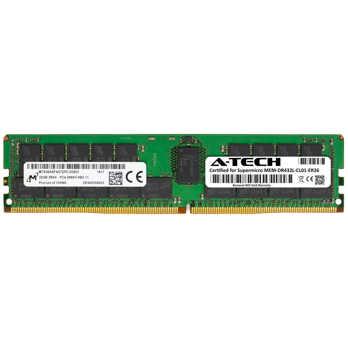 MEM-DR432L-CL01-ER26 Supermicro Certified 32GB DDR4 PC4-21300R RDIMM M