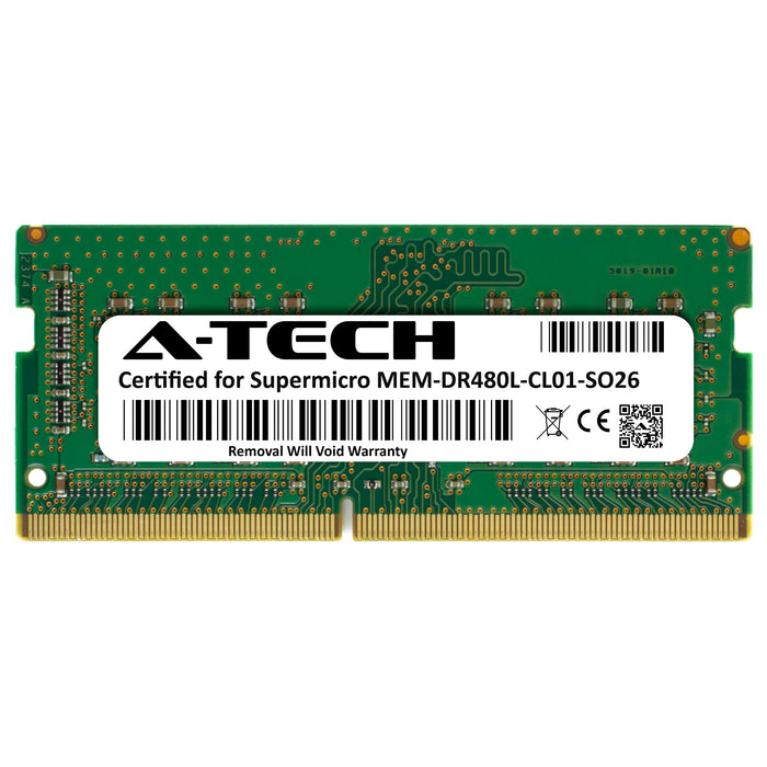 MEM-DR480L-CL01-SO26 Supermicro Certified 8GB DDR4 PC4-21300 SODIMM Memory RAM Module (Micron MTA8ATF1G64HZ-2G6E1)