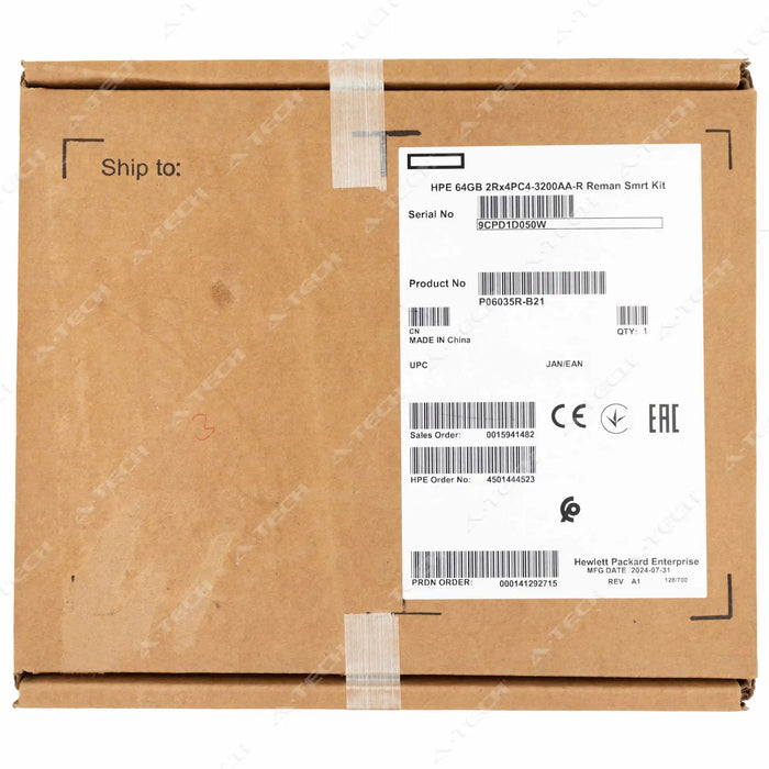 P06035R-B21 - HP/HPE RAM 64GB 2Rx4 PC4-25600 RDIMM DDR4 3200MHz ECC Registered Server Memory Module