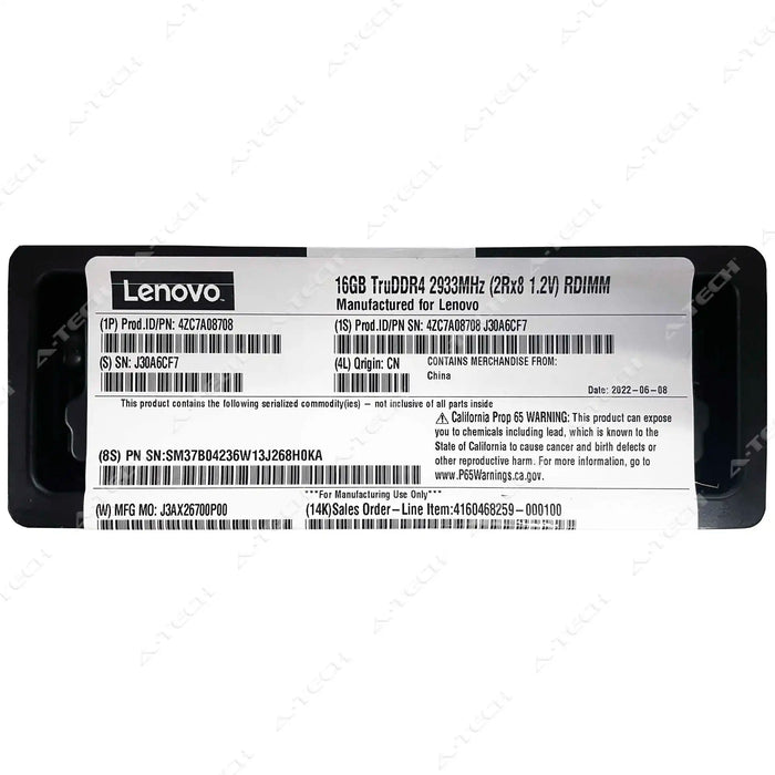 01KR354 - IBM-Lenovo RAM 16GB 2Rx8 PC4-23400 RDIMM DDR4 2933MHz ECC Registered Server Memory Module