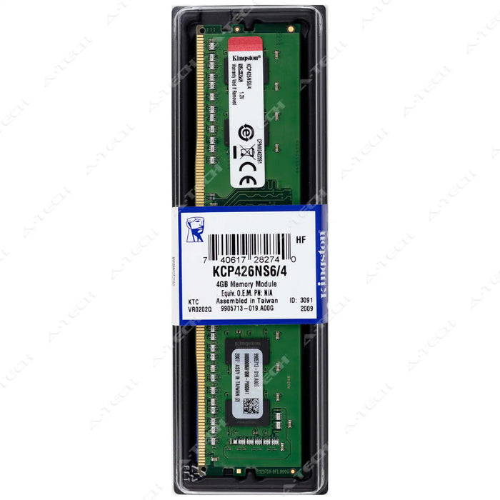 KCP426NS6/4 - Kingston RAM 4GB 1Rx16 PC4-21300 DIMM DDR4 2666MHz Non-ECC Unbuffered Desktop Memory Module