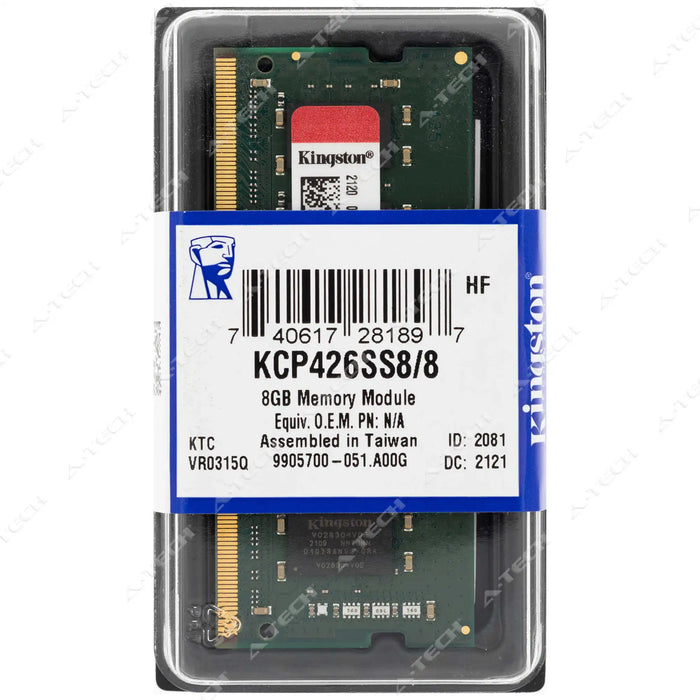 KCP426SS8/8 - Kingston RAM 8GB 1Rx8 PC4-21300 SODIMM DDR4 2666MHz Non-ECC Unbuffered Laptop Memory Module