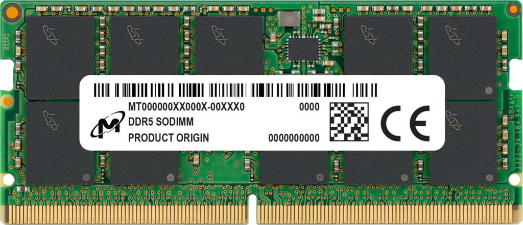 MTC4C10163S1SC48BA1 - Micron RAM 8GB 1Rx16 PC5-38400 SODIMM DDR5 4800MHz Non-ECC Unbuffered Laptop Memory Module