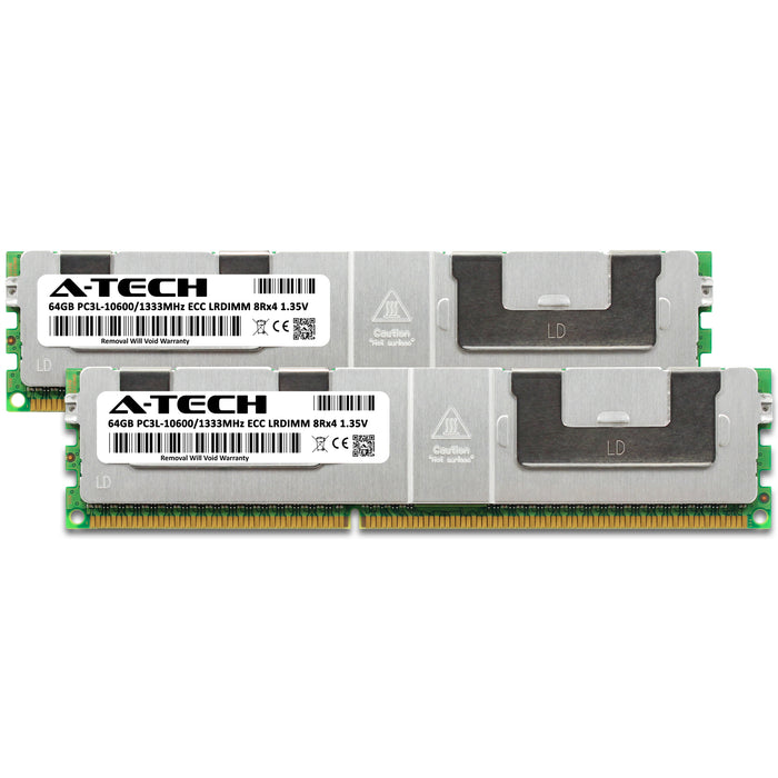 Dell PowerEdge R720 Memory RAM | 128GB Kit (2x64GB) 8Rx4 DDR3 1333MHz (PC3-10600) LRDIMM 1.35V