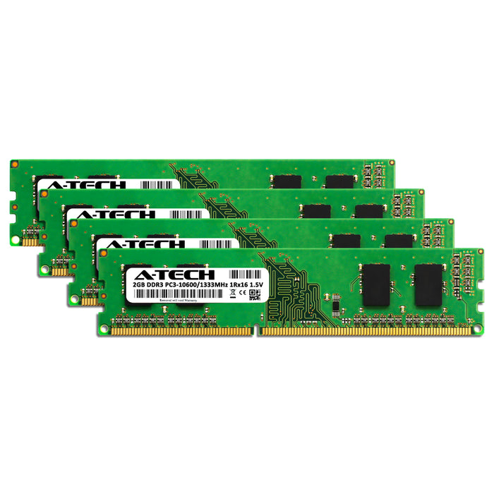 8GB Kit (4 x 2GB) DDR3-1333 (PC3-10600) DIMM SR x16 Desktop Memory RAM