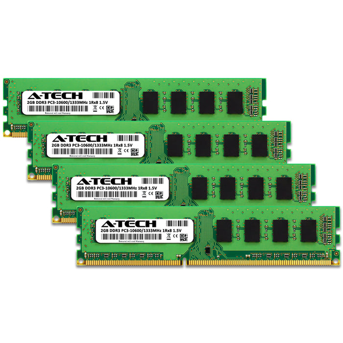 8GB Kit (4 x 2GB) DDR3-1333 (PC3-10600) DIMM SR x8 Desktop Memory RAM