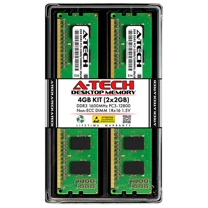 4GB Kit (2 x 2GB) DDR3-1600 (PC3-12800) DIMM SR x16 Desktop Memory RAM