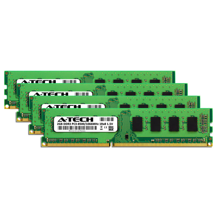 8GB Kit (4 x 2GB) DDR3-1066 (PC3-8500) DIMM SR x8 Desktop Memory RAM