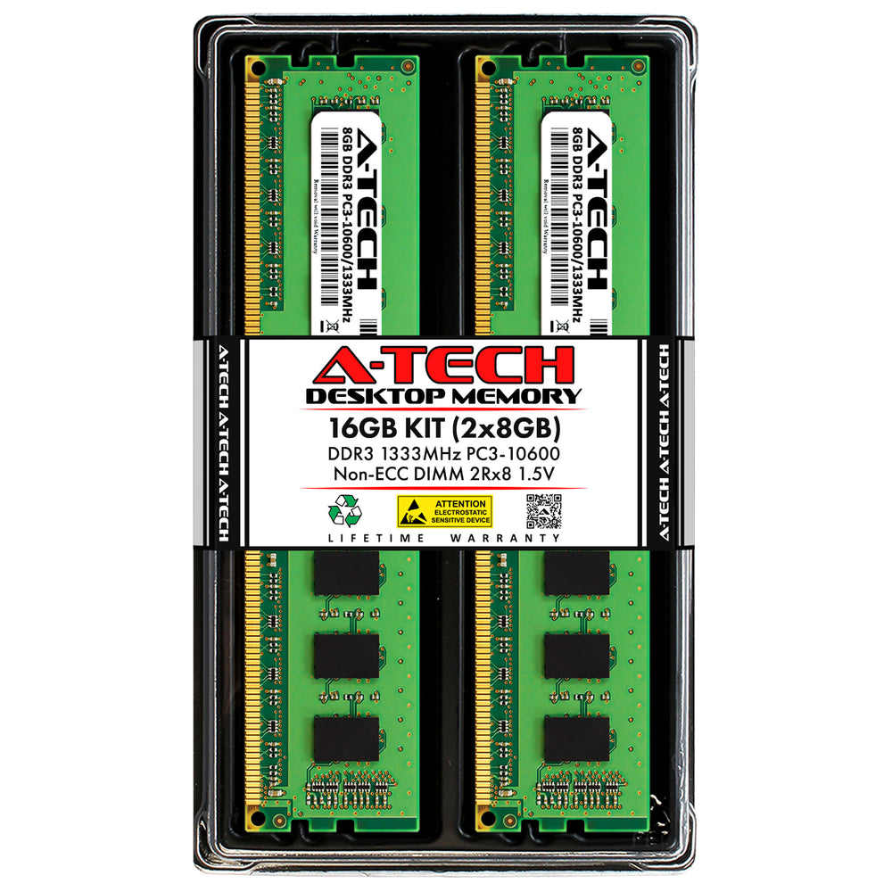 16GB Kit (2 x 8GB) DDR3-1333 (PC3-10600) DIMM DR x8 Desktop Memory RAM