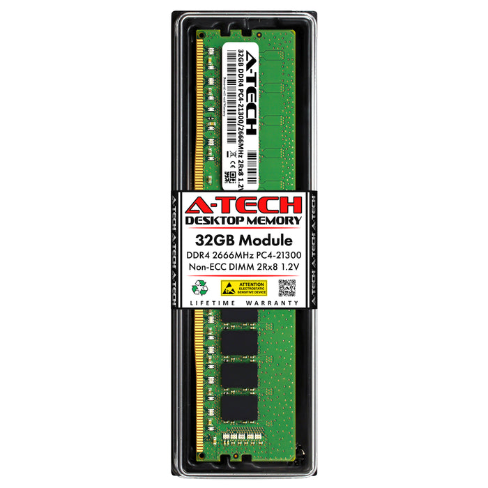 KCP426ND8/32 - Kingston Equivalent RAM 32GB 2Rx8 PC4-21300 DIMM DDR4 2666MHz Non-ECC Unbuffered Desktop Memory Module