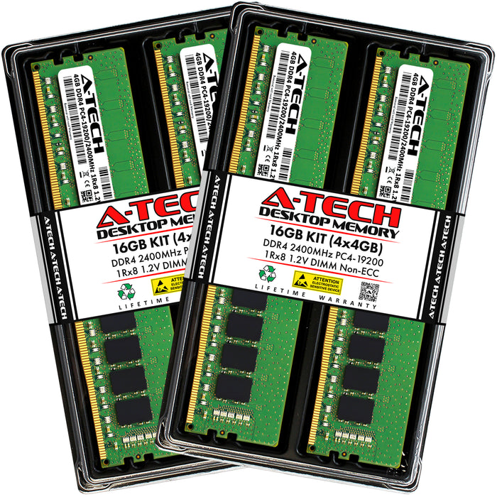 16GB Kit (4 x 4GB) DDR4-2400 (PC4-19200) DIMM SR x8 Desktop Memory RAM