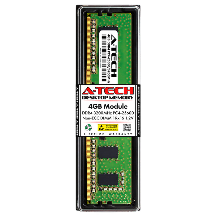 MTA4ATF51264AZ-3G2R1 - Micron Equivalent RAM 4GB 1Rx16 PC4-25600 DIMM DDR4 3200MHz Non-ECC Unbuffered Desktop Memory Module