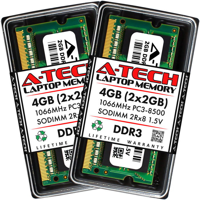 4GB Kit (2 x 2GB) DDR3-1066 (PC3-8500) SODIMM DR x8 Laptop Memory RAM