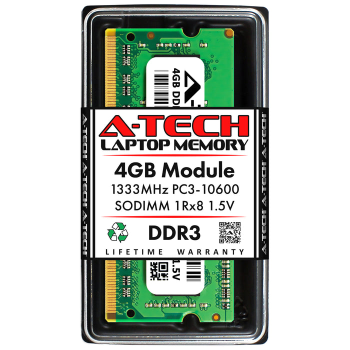 4GB RAM Replacement for Kingston KVR13S9S8/4 DDR3 1333 MHz PC3-10600 1Rx8 1.5V Non-ECC Laptop Memory Module