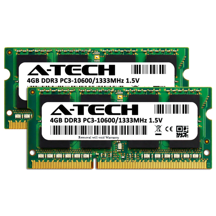 8GB Kit (2 x 4GB) DDR3-1333 (PC3-10600) SODIMM SR x16 Laptop Memory RAM