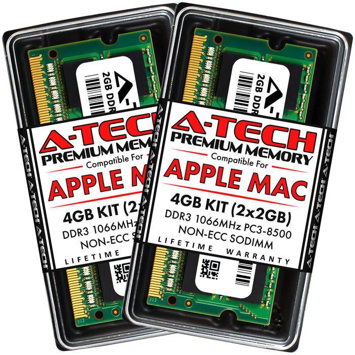 Apple MacBook (13-inch, Late 2009) Memory RAM | 4GB Kit (2x2GB) DDR3 1066MHz (PC3-8500) SODIMM 1.5V