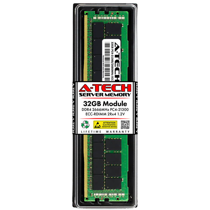 370-ADOT Dell 32GB DDR4 2666 MHz PC4-21300 2Rx4 1.2V RDIMM ECC Registered Server Memory RAM Replacement Module