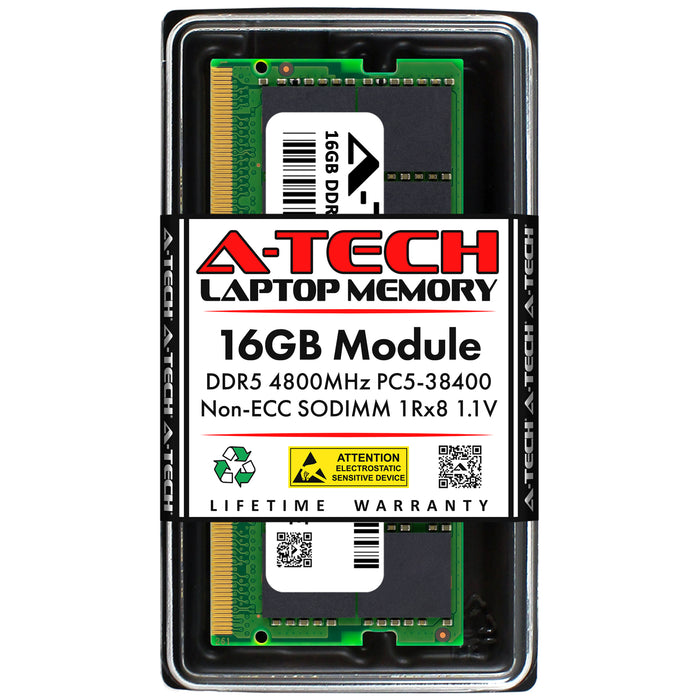 MT16JTF1G64AZ-1G4 Micron 16GB DDR5 4800 MHz PC5-38400 1Rx8 1.1V Non-ECC Laptop Memory RAM Replacement Module